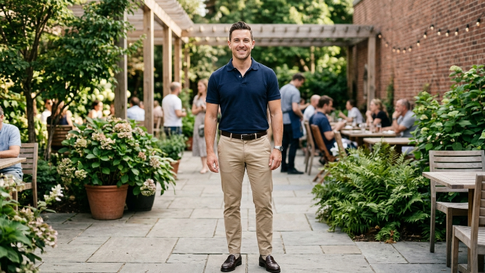 polo shirt tucked in