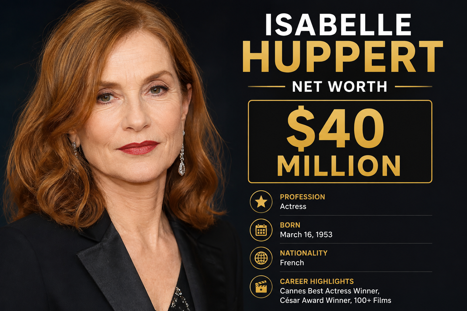 celebrity net worth isabelle huppert net worth